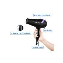 SONASHI Portable Travel Hair Dryer & Straightener Set, Black-Purple (SBS-600)