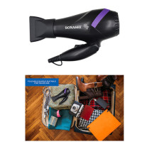 SONASHI Portable Travel Hair Dryer & Straightener Set, Black-Purple (SBS-600)
