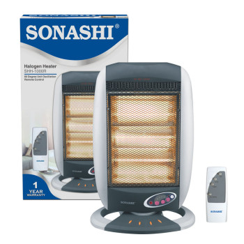 SONASHI Halogen Heater With Remote Control, White-Grey (SHH-1000R VDE)