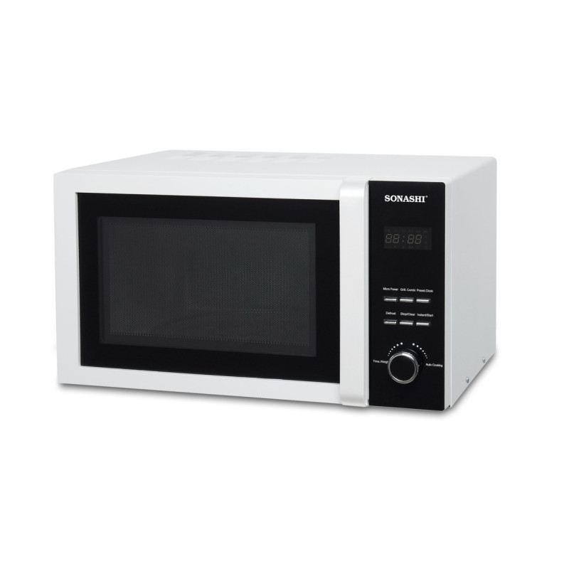 Sonashi 25 Ltr Microwave With Digital Control And Grill Function, White-Black (SMO-925DG)