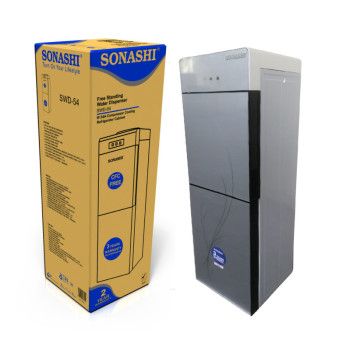 Sonashi Hot & Cold Free Standing Water Dispenser With Refrigerator Cabinet, Grey (SWD-54)