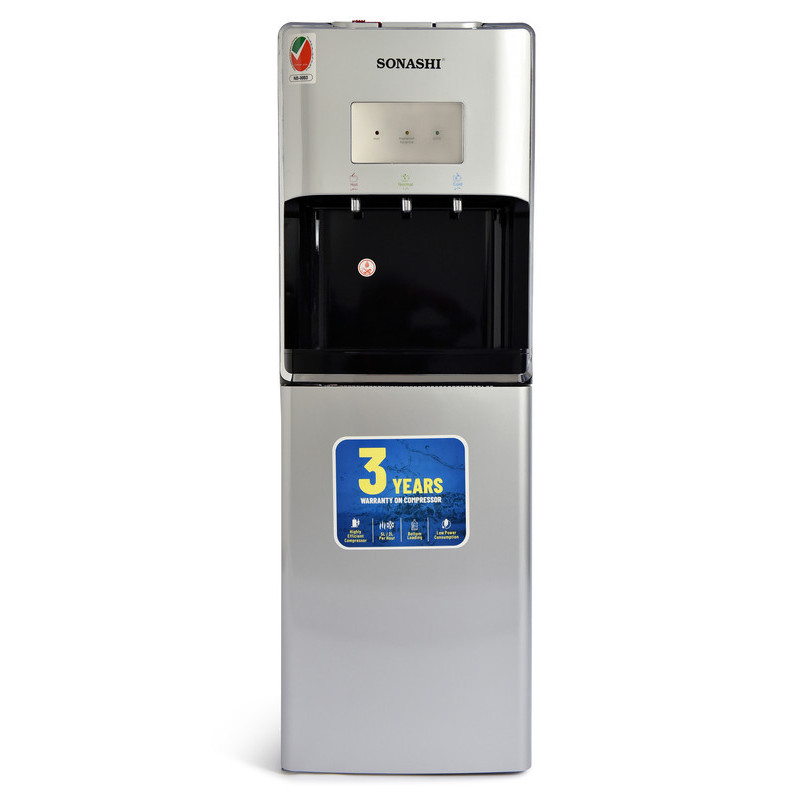 SONASHI 3Tap Hot & Cold Free Standing Water Dispenser With Bottom Loading, Silver (SWD-56)