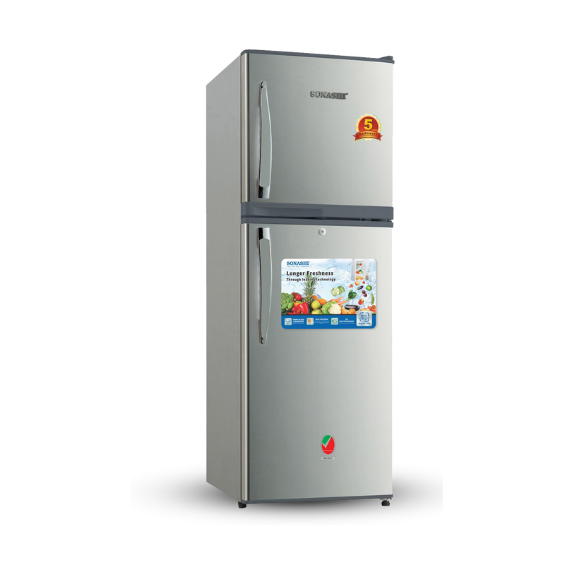 SONASHI 138 Litres Double Door Refrigerator, Silver, With Frost (SFD-198)