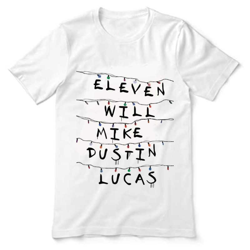 MG Brand Unisex Dri-Fit/Cotton Round Neck Stranger Things Fan Art Tshirt, White