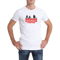 AY FASHION Strangers Thing Printed Men's Regular Fit Round Neck/ Half Sleeve Cotton T-Shirts, White