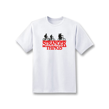 AY FASHION Strangers Thing Printed Men's Regular Fit Round Neck/ Half Sleeve Cotton T-Shirts, White