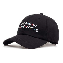 Home Fashion DIY NO New Friends Embroidery Baseball Cap Dad Hat Trending Rare Cap for Men Women Black