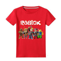 Huasi Roblox Kids Short Sleeve T-Shirt Boys Summer Tee Shirt Crew Neck Top Red