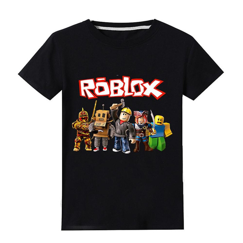 Eocici Kids Unisex Roblox Short Sleeve T-Shirt Top Black