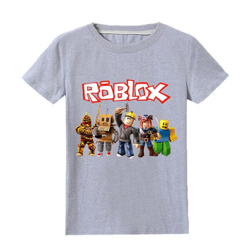 Eocici Kids Unisex Roblox Short Sleeve T-Shirt Top Grey