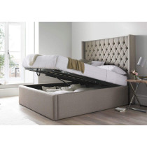R2R Furniture Skyline Wingback Upholstered Ottoman Bed Frame With Premium Mattress In Super King Size 200X200Cm By R2R Furniture