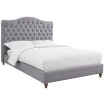 R2R Furniture Sweet Dreams Cole Twill Grey Fabric Bed Frame- Queen