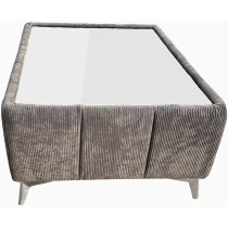 R2R Furniture Tryion Rectangular Centre Table With Grooved Velvet Exterior