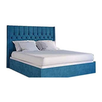 R2R Furniture Turquoise Velvet Tufted Design Bed In King Size 180 * 200Cm With Mattress