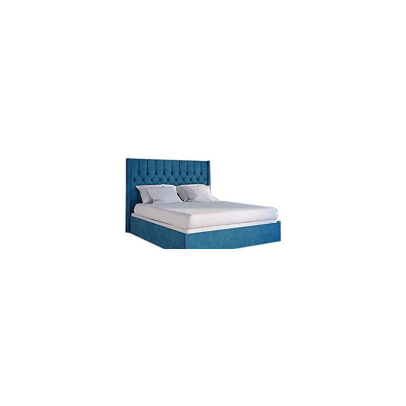 R2R Furniture Turquoise Velvet Tufted Design Bed In King Size 180 * 200Cm With Mattress