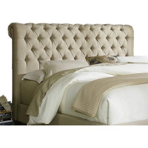 R2R Furniture Upholstered Bed King Chesterfield Sleigh Headboard With Mattress