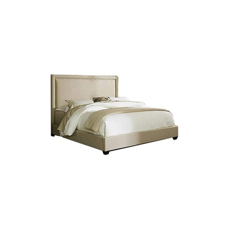R2R Furniture Upholstered Studs Design Storage Bed Frame With Mattress Queen