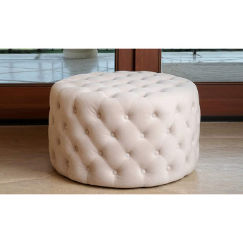 R2R Furniture Velvet Fabric Tufted Pouf Ottoman, 60Cm