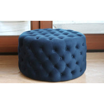 R2R Furniture Velvet Fabric Tufted Pouf Ottoman, 60Cm 