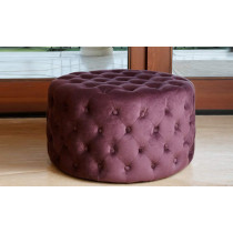 R2R Furniture Velvet Fabric Tufted Pouf Ottoman, 60Cm 