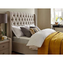 R2R Furniture Velvet Finish Upholstered Ottoman Bed Frame With Mattress : King Size 