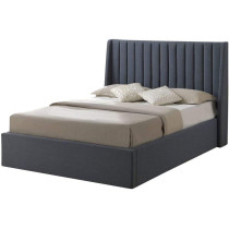R2R Furniture Vidman Queen Size Fabric Winged Bed Frame - Grey
