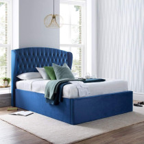 R2R Furniture Warwick Blue Velvet Ottoman King Size