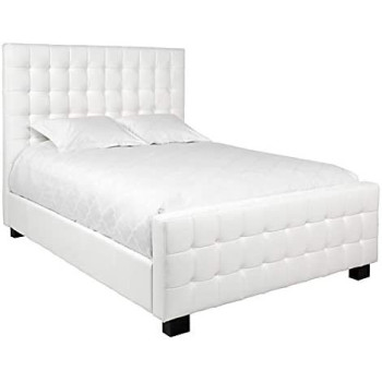 R2R Furniture West Street Bed Upholstered White Leather King Size