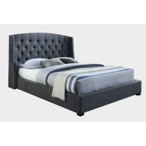 R2R Furniture Windsor King Size Buttoned Fabric Bed Frame With Mattress Grey