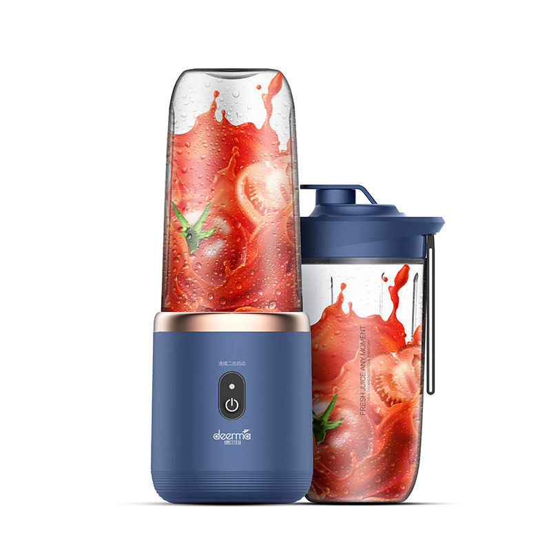 Deerma Nu06 Mini Usb Blender Bottle Portable Travel Juicer Cup Food Fruit Smoothie Maker Mixer Rechargeable 400Ml Wireless Juicing 6 Leaf Blade - Blue