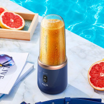 Deerma Nu06 Mini Usb Blender Bottle Portable Travel Juicer Cup Food Fruit Smoothie Maker Mixer Rechargeable 400Ml Wireless Juicing 6 Leaf Blade - Blue