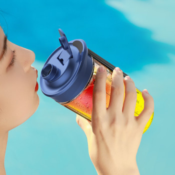 Deerma Nu06 Mini Usb Blender Bottle Portable Travel Juicer Cup Food Fruit Smoothie Maker Mixer Rechargeable 400Ml Wireless Juicing 6 Leaf Blade - Blue