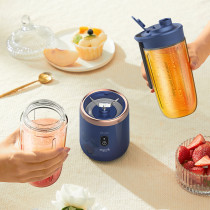 Deerma Nu06 Mini Usb Blender Bottle Portable Travel Juicer Cup Food Fruit Smoothie Maker Mixer Rechargeable 400Ml Wireless Juicing 6 Leaf Blade - Blue