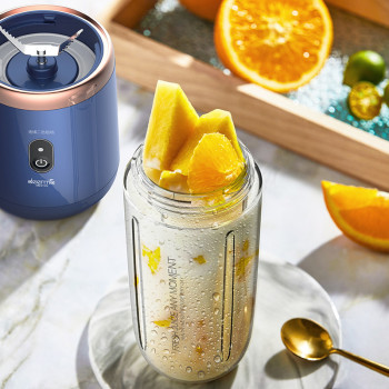 Deerma Nu06 Mini Usb Blender Bottle Portable Travel Juicer Cup Food Fruit Smoothie Maker Mixer Rechargeable 400Ml Wireless Juicing 6 Leaf Blade - Blue