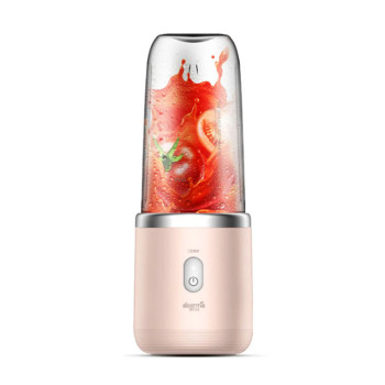 Deerma Nu05 Mini Usb Blender Bottle Portable Travel Juicer Cup Food Fruit Smoothie Maker Mixer Rechargeable 400Ml 21000Rpm Double Click To Open - Pink