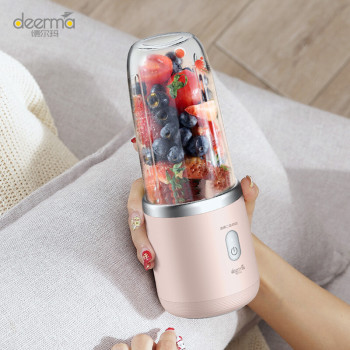 Deerma Nu05 Mini Usb Blender Bottle Portable Travel Juicer Cup Food Fruit Smoothie Maker Mixer Rechargeable 400Ml 21000Rpm Double Click To Open - Pink