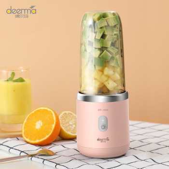 Deerma Nu05 Mini Usb Blender Bottle Portable Travel Juicer Cup Food Fruit Smoothie Maker Mixer Rechargeable 400Ml 21000Rpm Double Click To Open - Pink