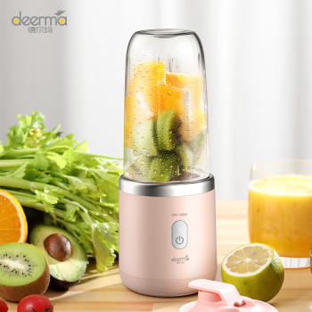 Deerma Nu05 Mini Usb Blender Bottle Portable Travel Juicer Cup Food Fruit Smoothie Maker Mixer Rechargeable 400Ml 21000Rpm Double Click To Open - Pink