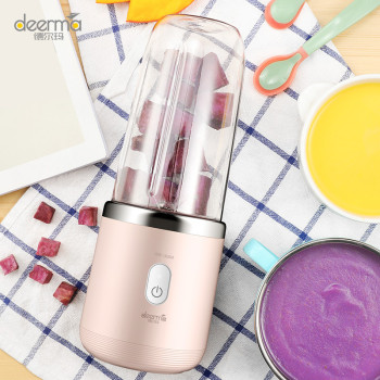 Deerma Nu05 Mini Usb Blender Bottle Portable Travel Juicer Cup Food Fruit Smoothie Maker Mixer Rechargeable 400Ml 21000Rpm Double Click To Open - Pink