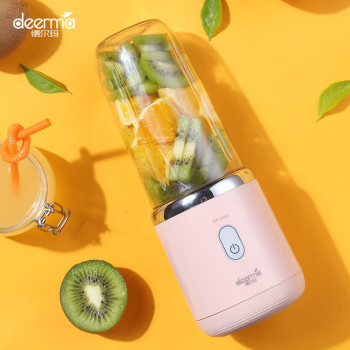 Deerma Nu05 Mini Usb Blender Bottle Portable Travel Juicer Cup Food Fruit Smoothie Maker Mixer Rechargeable 400Ml 21000Rpm Double Click To Open - Pink