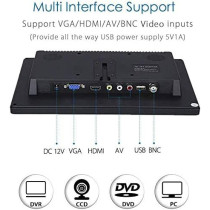UK PLUS 10 Inch Monitor 1024X600 Display Hd Tft Lcd Screen Support Av Vga Bnc Hdmi Video Input For Cctv Dvd Pc Dvr With Speaker