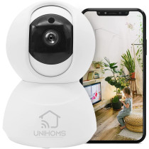 UK PLUS Security Camera For Baby Monitor, Pet Camera W/Motion Detection, 1080P, 2-Way Audio, Night Vision, Works With Alexa & Google Home