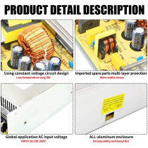 UK PLUS Dc 12V Power Supply 40A Ac 96V-240V Converter Dc Adapter Universal Regulated Switching Power Supply 12Volt 500W Led Power Supply For Led Strip,Cctv, Radio, Computer Project(12V 40A 480W)