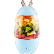 UK PLUS 330Ml Portable Mini Usb Rechargeable Electric Juicer Bottle Cup Fruit Blender Mixer Rabbit Shape Extractor (Blue)