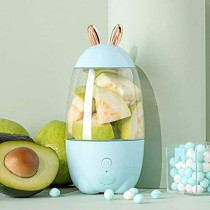 UK PLUS 330Ml Portable Mini Usb Rechargeable Electric Juicer Bottle Cup Fruit Blender Mixer Rabbit Shape Extractor (Blue)
