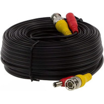 UK PLUS Cctv Bnc Video Power Cable, 50M All In One Video Premade Power Cable W/Connectors For Cctv Security Surveillance Cameras - Black