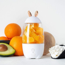 UK PLUS 330Ml Portable Mini Usb Rechargeable Electric Juicer Bottle Cup Fruit Blender Mixer Rabbit Shape Extractor (White)