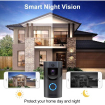 UK PLUS Wifi Smart Video Doorbell Camera Wireless Door Bell 720P Hd Wireless Home Security Doorbell Camera (With 2 Rechargeable Battery, 16Gb Storage Card) Uk-7080