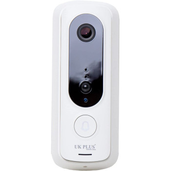 UK PLUS Smart Wireless Wifi Video Doorbell Ip53 Waterproof 1080P Full Hd Home Security Pir Doorbell Camera Real-Time Video, Two-Way Talk, Night Vision With Dual Storage Option (Without Batteries)