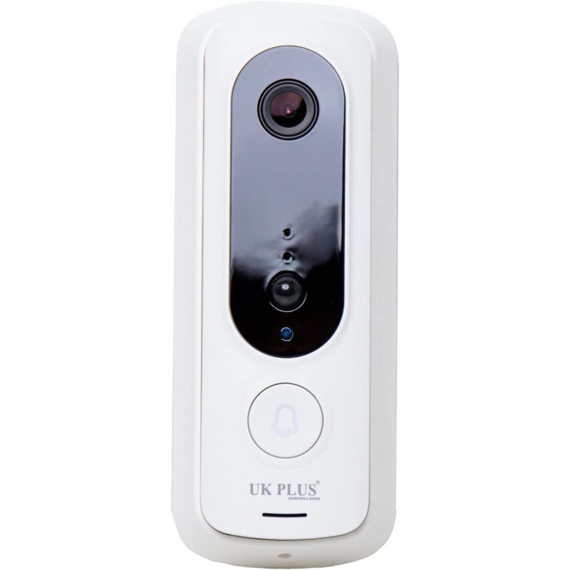 UK PLUS Smart Wireless Wifi Video Doorbell Ip53 Waterproof 1080P Full Hd Home Security Pir Doorbell Camera Real-Time Video, Two-Way Talk, Night Vision With Dual Storage Option (Without Batteries)